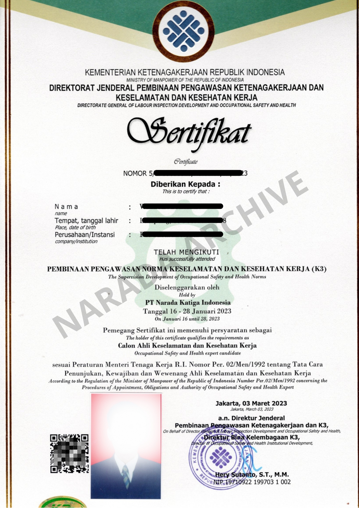 contoh sertifikat perusah